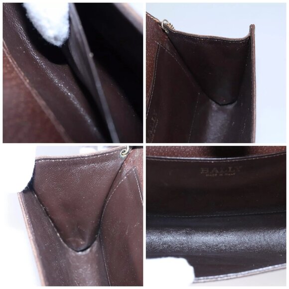 BALLY Chain Shoulder Bag Leather Brown Gold Auth bs22953 - Picture 16 of 16